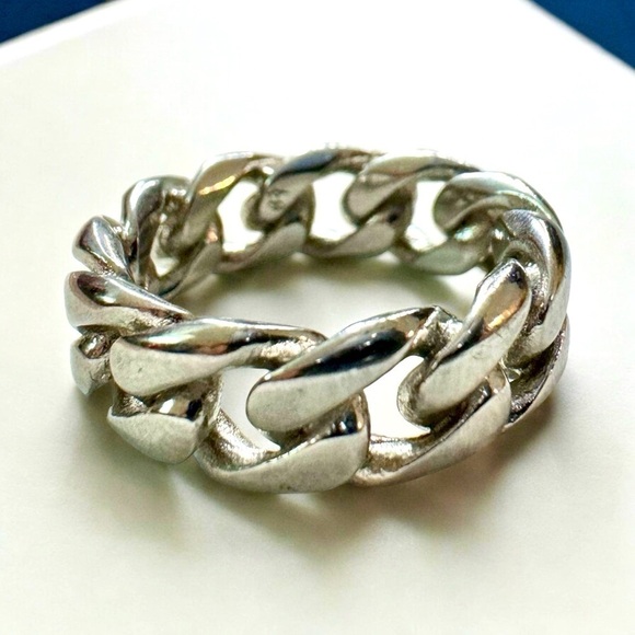 Cuban-Link Design Sterling Silver Ring (6) - Picture 1 of 3